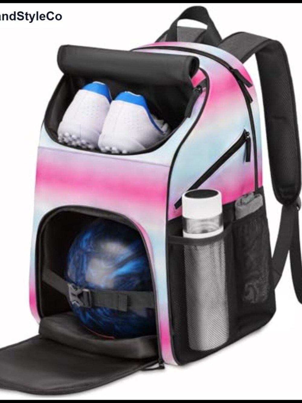 Bowling Backpack with Shoe Compartment - Nylon, Padded, Multi-Pocket